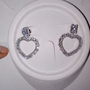 Sparkling Silver Heart Earrings